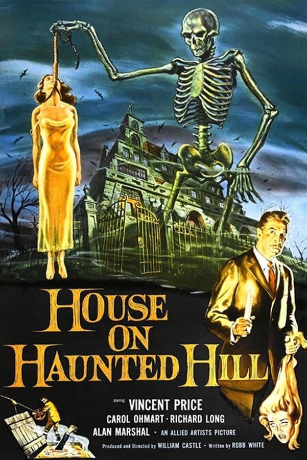 House on Haunted Hill (1959) starring Vincent Price Portrait Movie Poster Featured Image