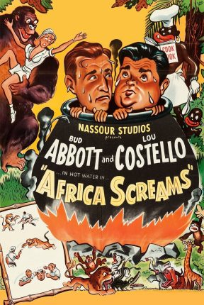 African Screams 1949 Abbott & Costello Movie Portrait Poster Image.